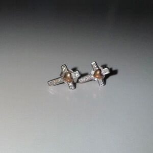 Silver and Gold Cross Earrings